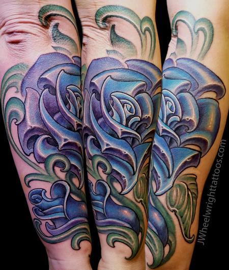 Tattoos - Blue New School roses - 132456